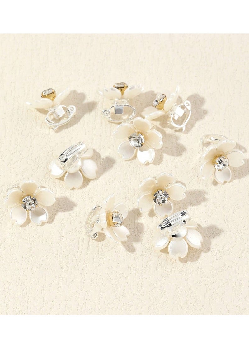 KHAJUL - 20-Piecs Flower Hair Clips,Mini Flower Hair Clips with Crystal Metal Claw Clips,Sparkling Hair Barrettes Nonslip Side Clip Hair Accessories for Women and Girls - Image 1