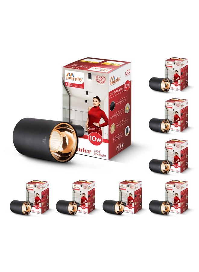 Murphy 10W Black Body Cylindrical Surface Mounted Spot Light Down Light (Natural White, Pack of 8) - Image 1