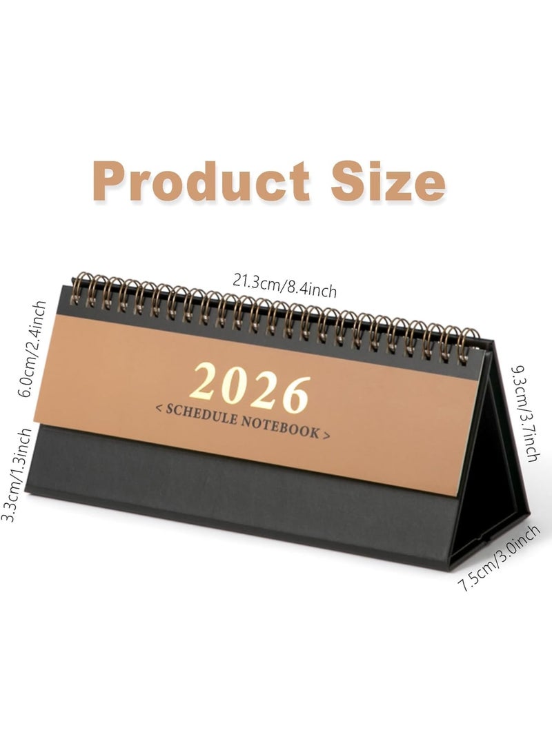 SYOSI Desk Calendar 2026, Small Standing Flip Desktop Calendar, Full Year Monthly Planner January to December 2026, 350gsm Thick Paper with Twin Wire Binding, for Home Office School, Brown - Image 4