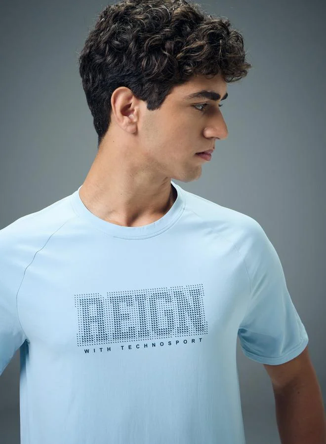 Technosport Technosport Men Typography Print Slim Fit T-Shirt