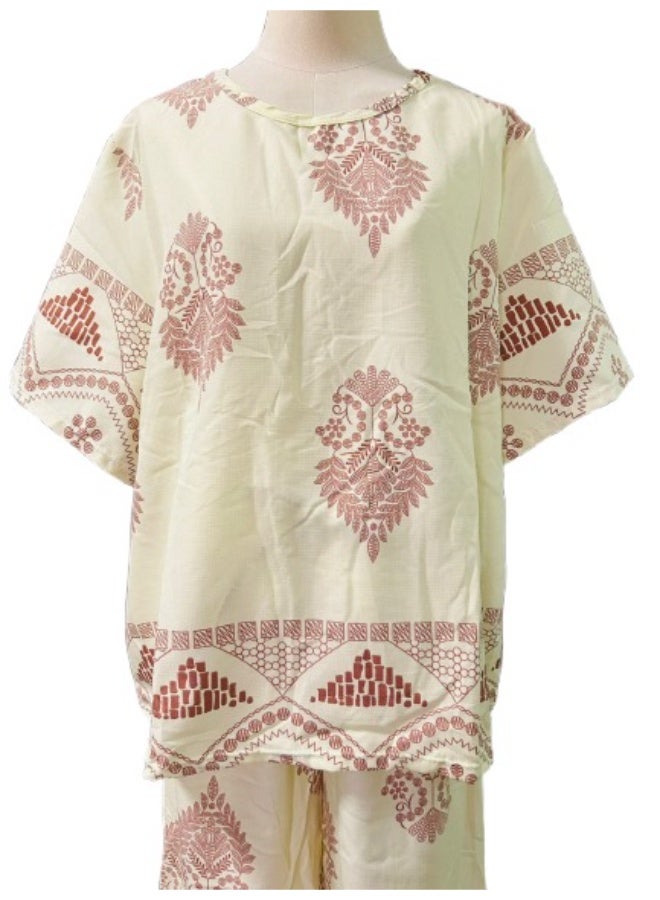 Women Clothing Set Outfit Suit Tops Blouse and Wide Leg Pants Free Size - Image 2