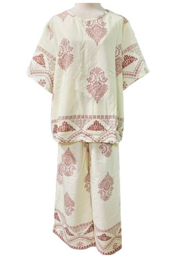 Women Clothing Set Outfit Suit Tops Blouse and Wide Leg Pants Free Size - Image 1