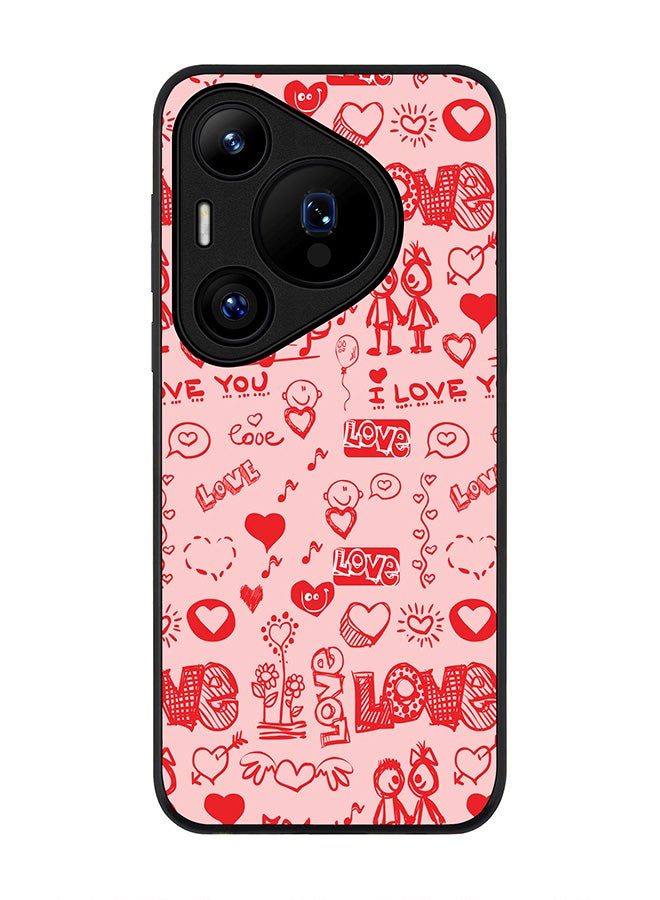 Stylizedd Rugged Black edge case for Huawei Pura 70, Slim fit Soft Case Flexible Rubber Edges Anti Drop TPU Gel Thin Cover -  Love Doodle - Image 1