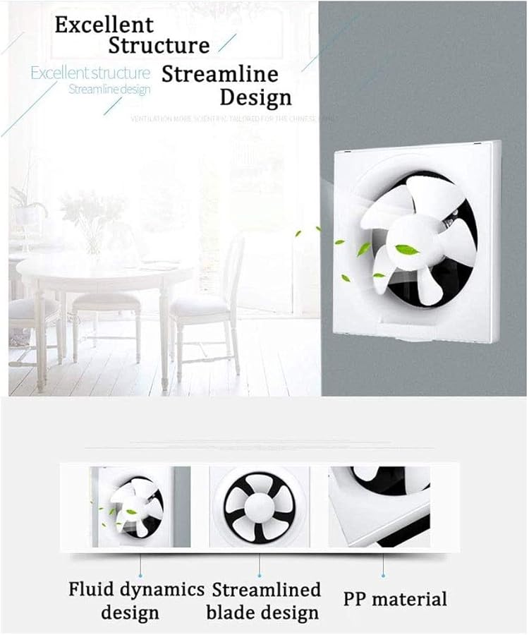 10 Inch Wall Ventilation Pipe Kitchen Bathroom Extractor Fan Mute Ventilator Air Vent - Image 5