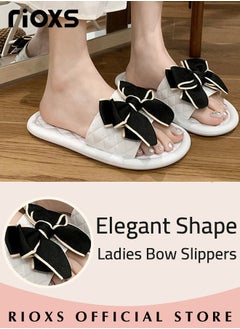 RIOXS Women's Summer Slippers with Bowknot, Non-Slip Open-toe Beach Sandals, Classic Plain Sliders, Soft Comfortable Sandals for Indoor or Outdoor Use  - Image 4