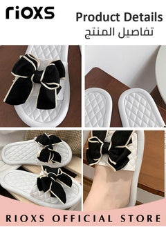 RIOXS Women's Summer Slippers with Bowknot, Non-Slip Open-toe Beach Sandals, Classic Plain Sliders, Soft Comfortable Sandals for Indoor or Outdoor Use  - Image 5
