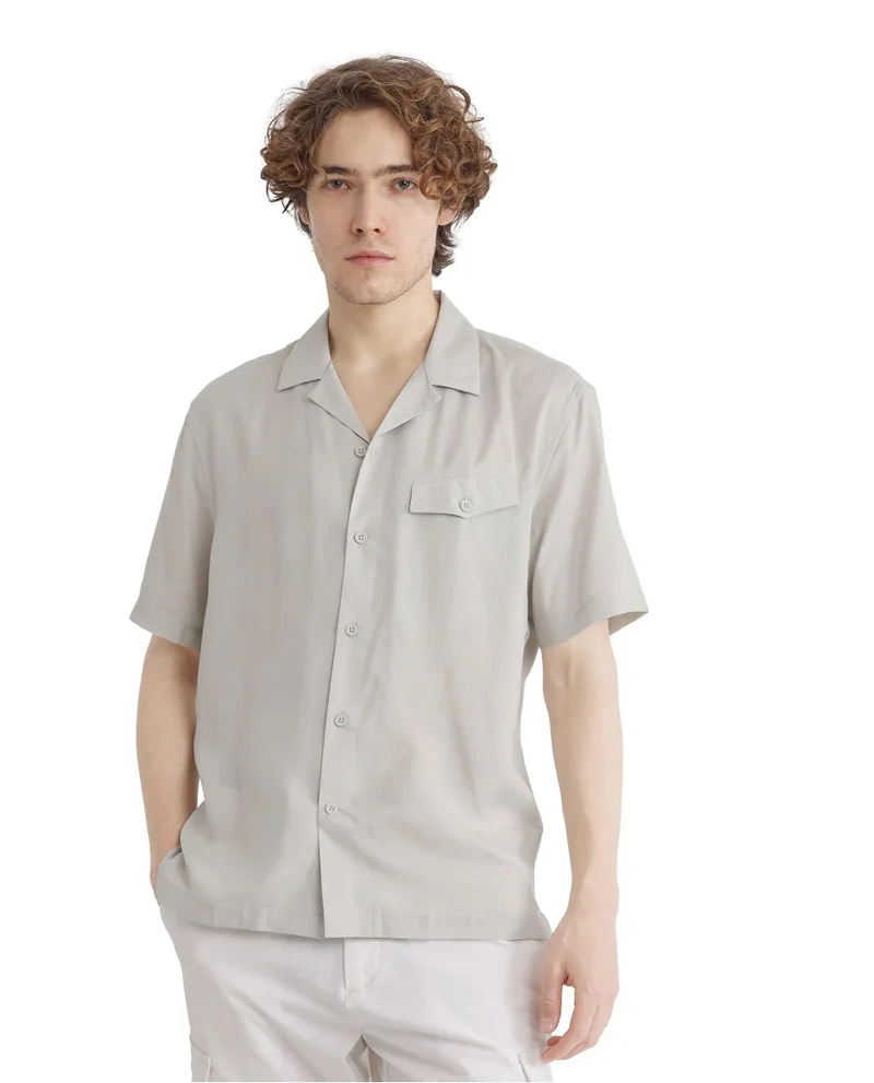 Rare Rabbit Men's Cuban Collar Relaxed Fit Shirt