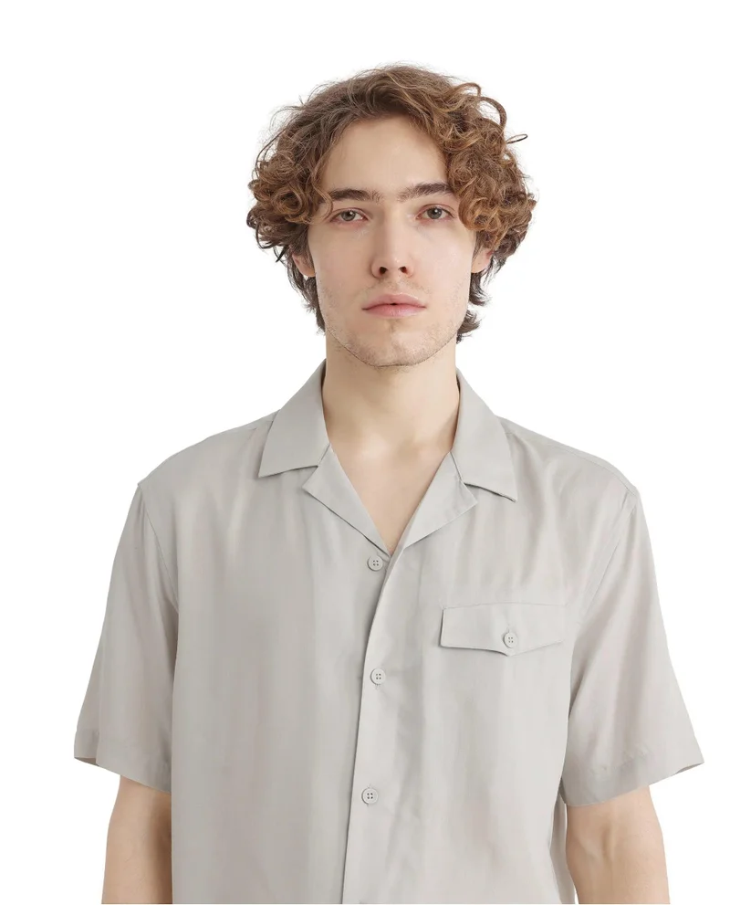 Rare Rabbit Men's Cuban Collar Relaxed Fit Shirt