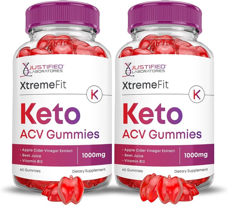 Justified Laboratories 2 Pack Xtreme Fit Keto ACV Gummies Advanced Formula 1000MG XtremeFit Keto Gummies Apple Cider Vinegar Formulated with Pomegranate Beet Juice Powder B12 Vegan Non GMO 120 Gummys - Image 1