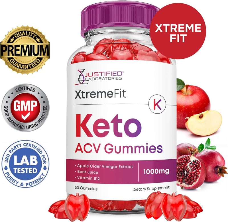 Justified Laboratories 2 Pack Xtreme Fit Keto ACV Gummies Advanced Formula 1000MG XtremeFit Keto Gummies Apple Cider Vinegar Formulated with Pomegranate Beet Juice Powder B12 Vegan Non GMO 120 Gummys - Image 2