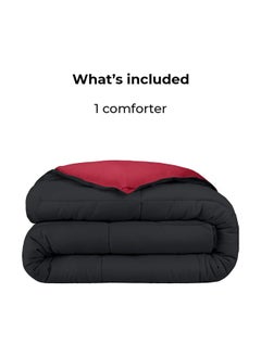 Home of linens Cotton - Reversible Heavy Comforter -3.6Kgs - Down Alternative Filling - (For Matress 160cm/180cm) - Size (230cm x 240cm) - Black x Burgundy  - Image 4