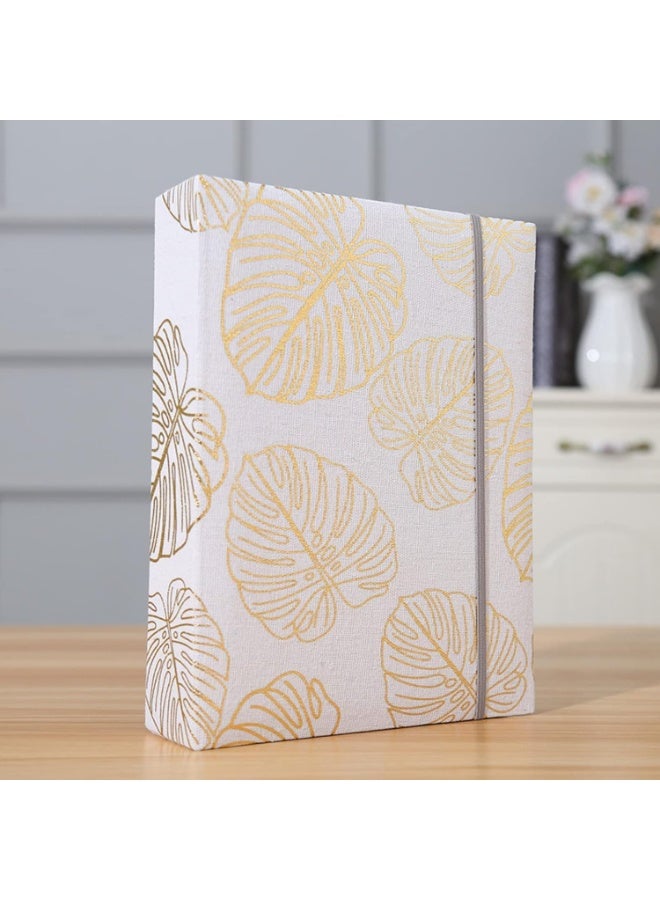 YelaJoy Photo Album 4x6 for 200 Photos, Linen Cover Picture Book for Family, Wedding, Anniversary, Baby, and Vacation Memories, Golden Leaves Design - Image 1