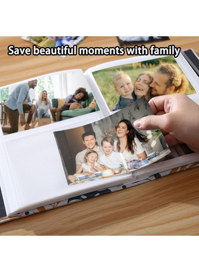 YelaJoy Photo Album 4x6 for 200 Photos, Linen Cover Picture Book for Family, Wedding, Anniversary, Baby, and Vacation Memories, Golden Leaves Design - Image 5