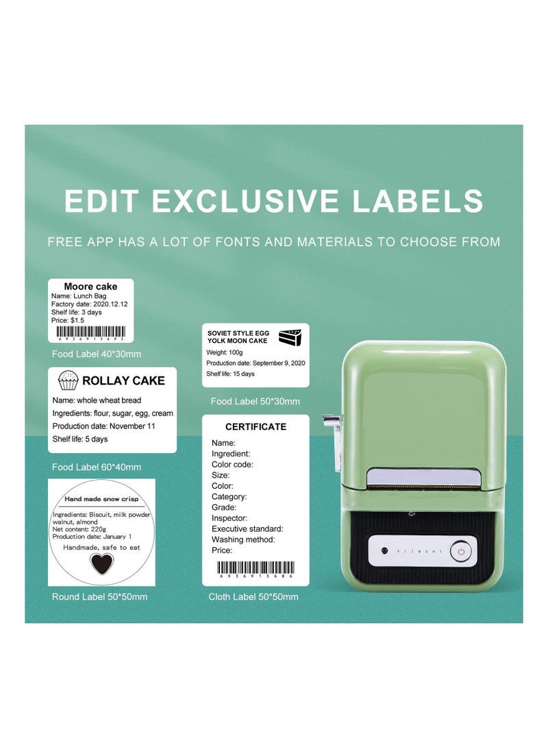 Label Printer Label Maker Machine with 1 Roll Free Tape B21 Vintage 2 inches Width Business Thermal Label Printer Price Gun Shipping Label Tag Writer for Home Office Commercial Use (Green) - Image 4