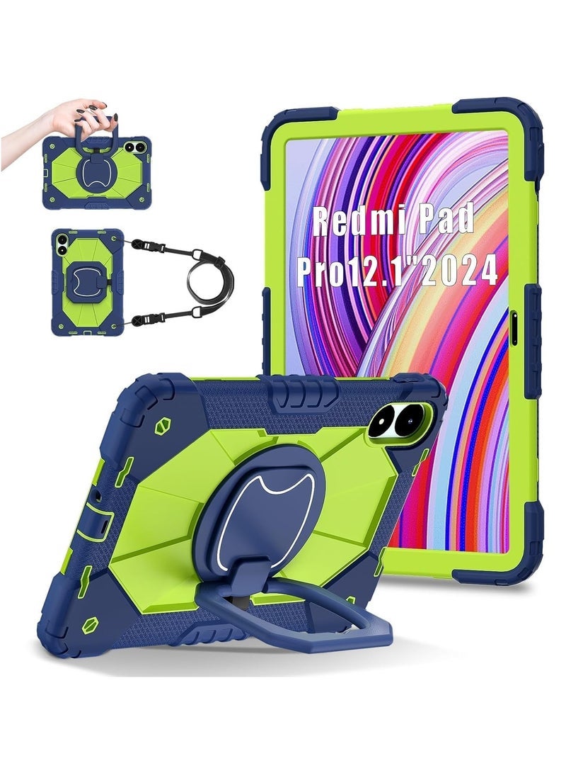 general Case Compatible with Xiaomi Redmi Pad Pro 12.1 inch Case, Full-Body Rugged Shockproof Protective Shell, 360掳 Swivel Stand Handle Cover with Shoulder Strap - Image 1