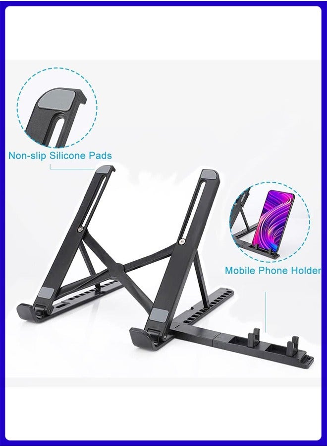 Digipace Ergonomic Laptop Stand, Detachable Mobile Holder, Adjustable Laptop Riser for Desk with Improved Ventilation (Black) - Image 4