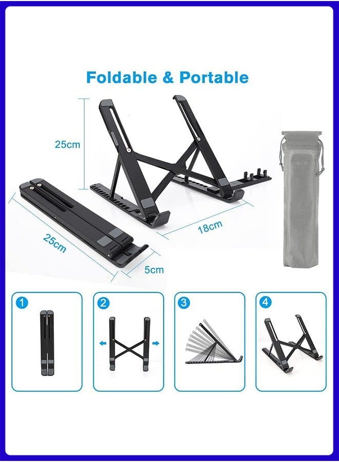 Digipace Ergonomic Laptop Stand, Detachable Mobile Holder, Adjustable Laptop Riser for Desk with Improved Ventilation (Black) - Image 3
