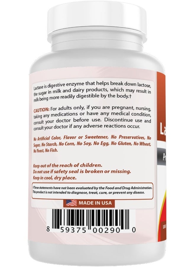Fast Acting Lactase Enzyme Tablet 3000 Fcc Alu 180 Count