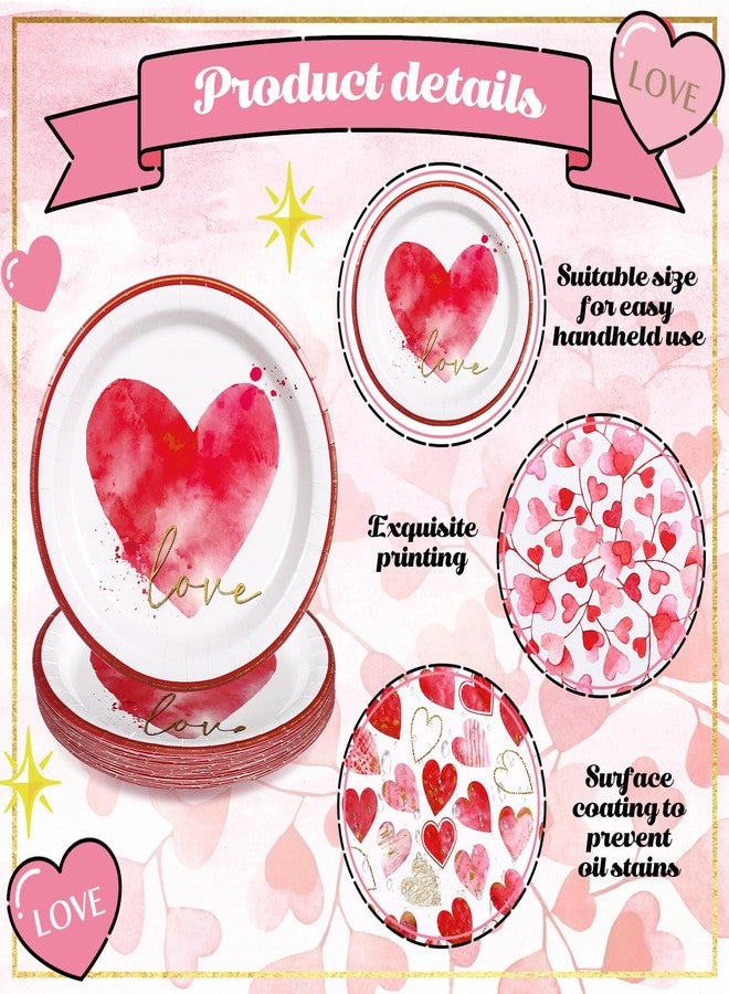 Moinchore 100 Pcs Valentine's Day Paper Plates 9 Inches Valentine's Day Disposable Plates Round Heart Dessert Plates Valentine's Day Dinnerware Set Table Decorations for Valentine's Day Holiday Party - Image 4