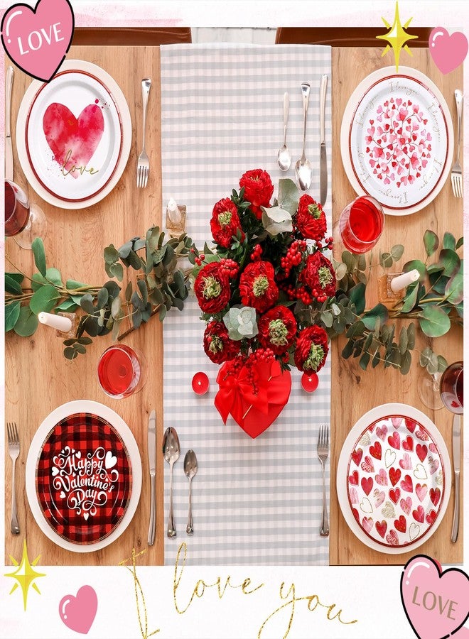 Moinchore 100 Pcs Valentine's Day Paper Plates 9 Inches Valentine's Day Disposable Plates Round Heart Dessert Plates Valentine's Day Dinnerware Set Table Decorations for Valentine's Day Holiday Party - Image 2