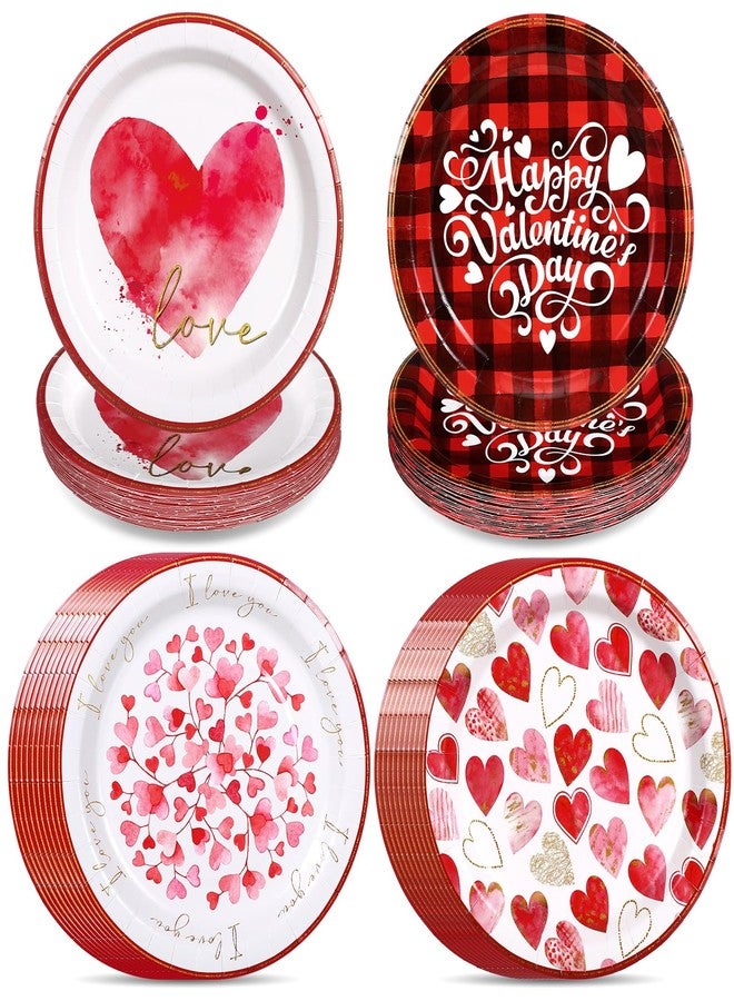 Moinchore 100 Pcs Valentine's Day Paper Plates 9 Inches Valentine's Day Disposable Plates Round Heart Dessert Plates Valentine's Day Dinnerware Set Table Decorations for Valentine's Day Holiday Party - Image 1
