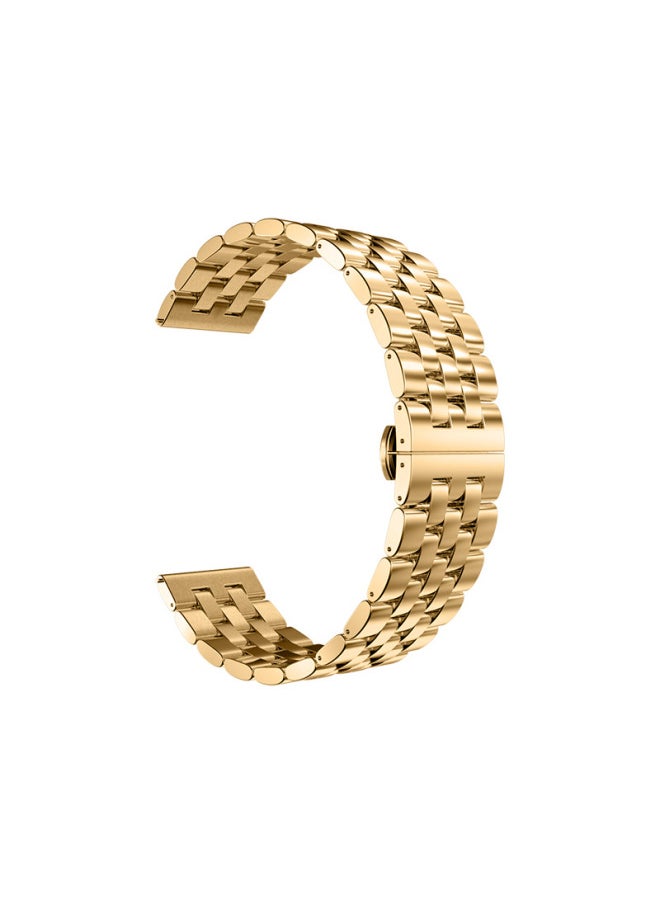 Generic - For Meidu Five Beads Stainless Steel Strap Solid Universal Smart Watch Chain For HuaweiFor SamsungFor AppleAmazon-Color:MD-Gold-intelligent Five Beads-Specifications:Universal Flat Head Size 22mm - Image 1