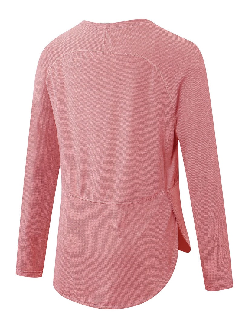 Loquat Women Quick Dry Breathable Long Sleeve Shirt Pink  - Image 2