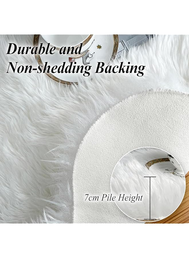 erorex 60X90Cm Soft Faux Sheepskin Fur Rug Chair Cover Seat Pad Sofa Beside Bedroom Floor Carpet White Shaggy Area Rugs For Living Room 2'X3' - Image 5