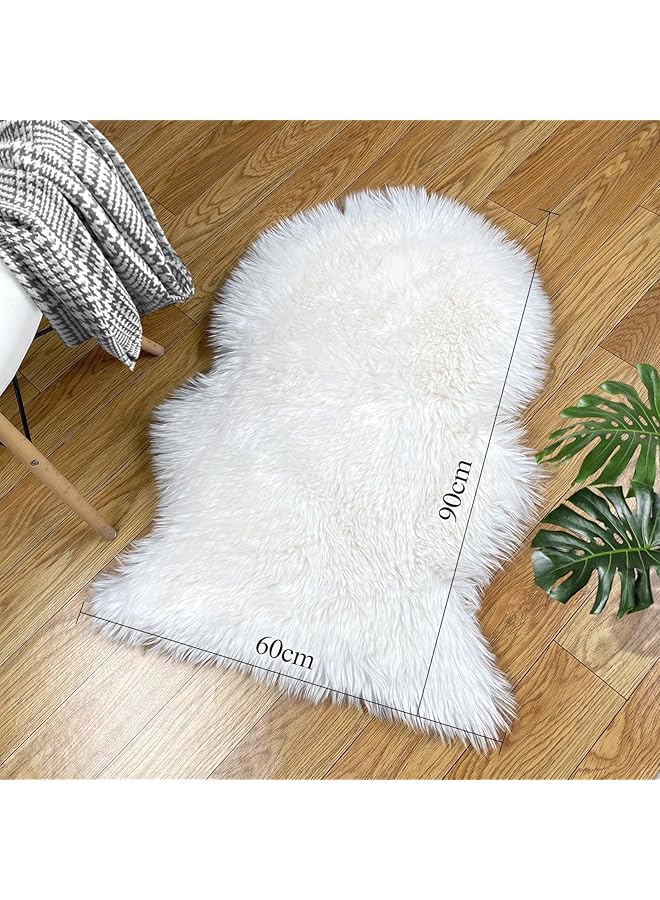 erorex 60X90Cm Soft Faux Sheepskin Fur Rug Chair Cover Seat Pad Sofa Beside Bedroom Floor Carpet White Shaggy Area Rugs For Living Room 2'X3' - Image 2