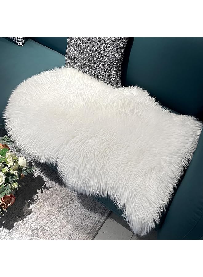 erorex 60X90Cm Soft Faux Sheepskin Fur Rug Chair Cover Seat Pad Sofa Beside Bedroom Floor Carpet White Shaggy Area Rugs For Living Room 2'X3' - Image 3