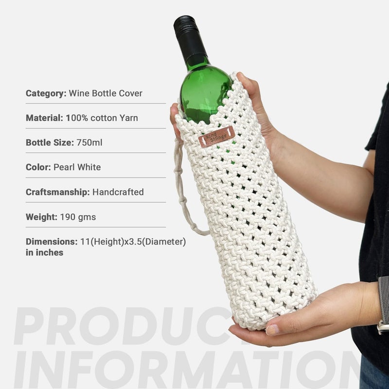 Kind Strings Handmade Wine Bottle Cover - Cotton - Machine Washable - Image 3