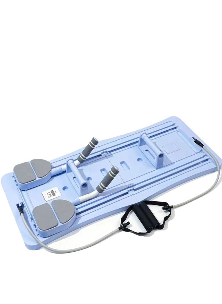 5-in-1 Multifunctional Pilates Board & Reformer Machine - Foldable Home Gym Equipment with Timer, Ab Roller, Ski Trainer & Push-Up Board for Core Strength (Blue-Purple Gradient) | Perfect for Beginners to Advanced Workouts