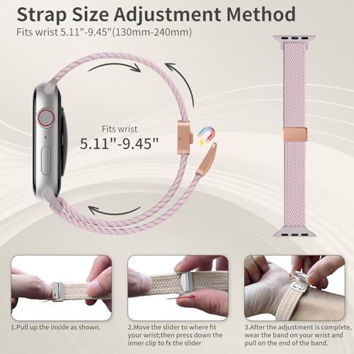 Zspoly 3 Pack Slim Braided Stretchy Bands Compatible with Apple Watch Band 38mm 40mm 41mm 42mm 44mm 45mm 46mm 49mm Women Men, Thin Nylon Magnetic Strap Bands for iWatch Series 10/9/8/7/6/5/4/3/2/1/SE Ultra - Image 5
