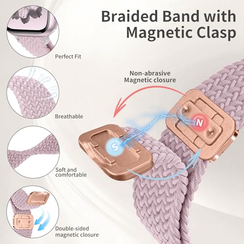 Zspoly 3 Pack Slim Braided Stretchy Bands Compatible with Apple Watch Band 38mm 40mm 41mm 42mm 44mm 45mm 46mm 49mm Women Men, Thin Nylon Magnetic Strap Bands for iWatch Series 10/9/8/7/6/5/4/3/2/1/SE Ultra - Image 4