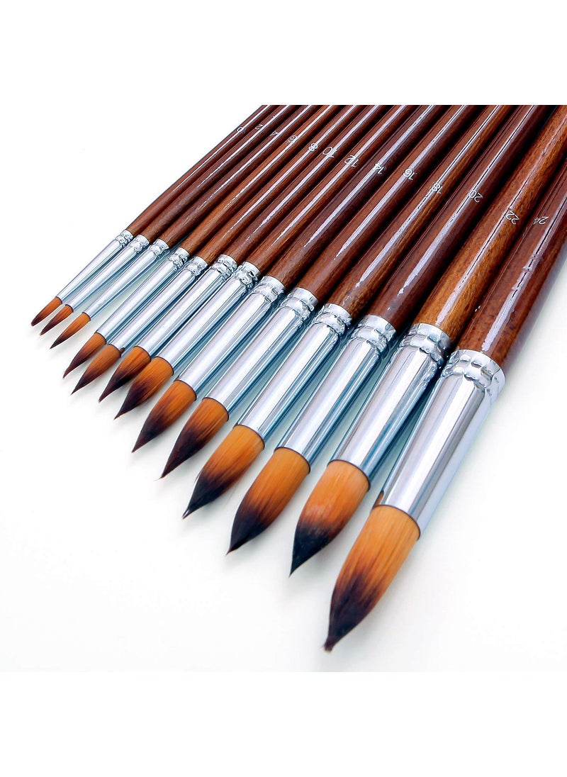ArtBee ArtBee 13 Pcs Long Handle Round Shape Artist Acrylic Painting Brushes Set(Nylon)  - Image 1