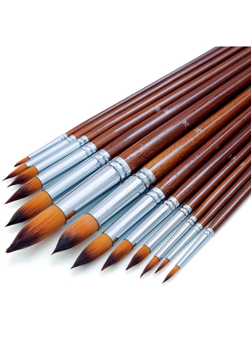 ArtBee ArtBee 13 Pcs Long Handle Round Shape Artist Acrylic Painting Brushes Set(Nylon)  - Image 3
