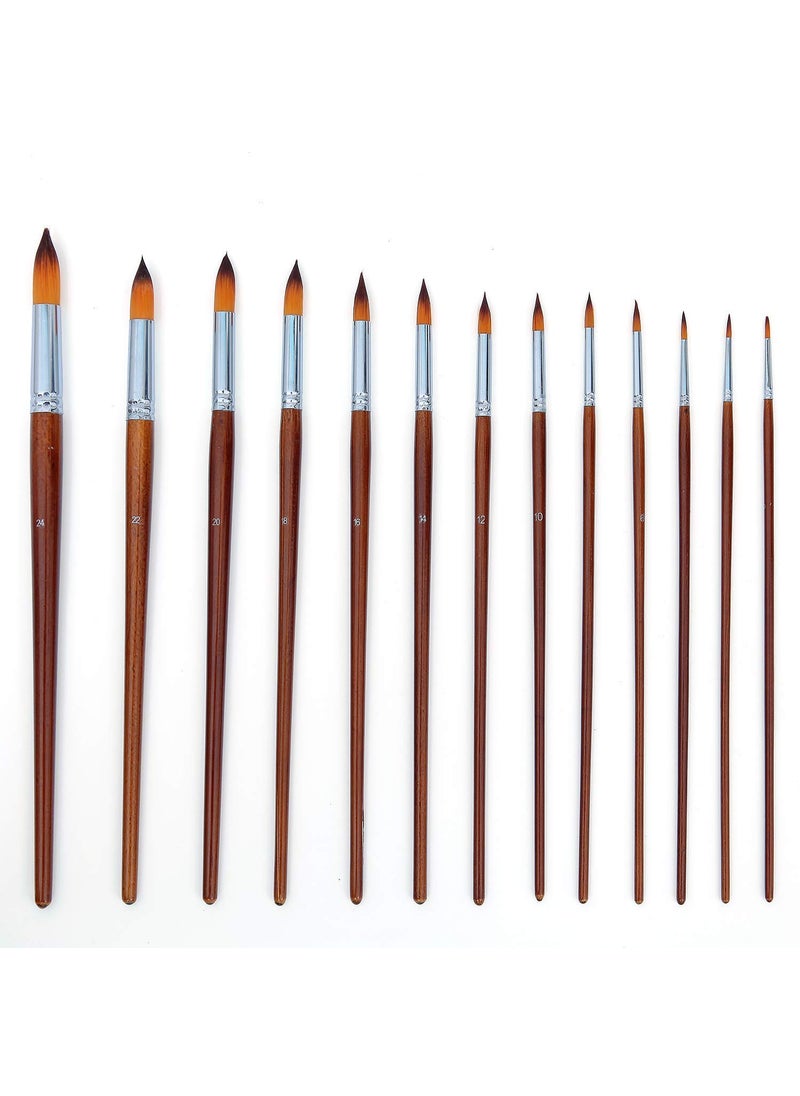 ArtBee ArtBee 13 Pcs Long Handle Round Shape Artist Acrylic Painting Brushes Set(Nylon)  - Image 5