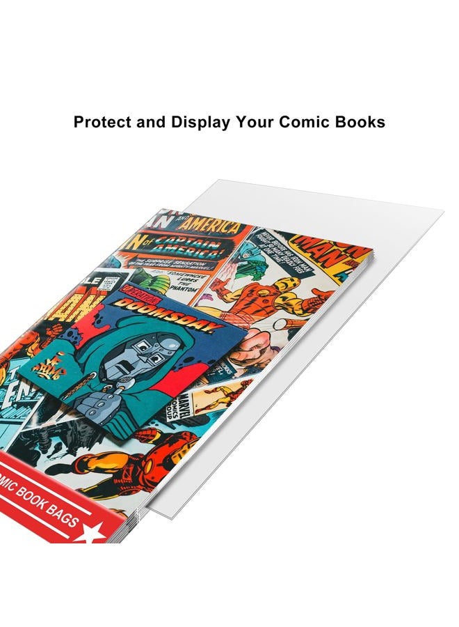 belifun 100ct Silver-Age Comic-Book-Bags and Boards - Reusable Comic Book Boards and Bags for Comic Book Storage, 1 1/2" Flap Comic Bags and Backing Boards, Clear Protector and Protection Board Cardboards - Image 5