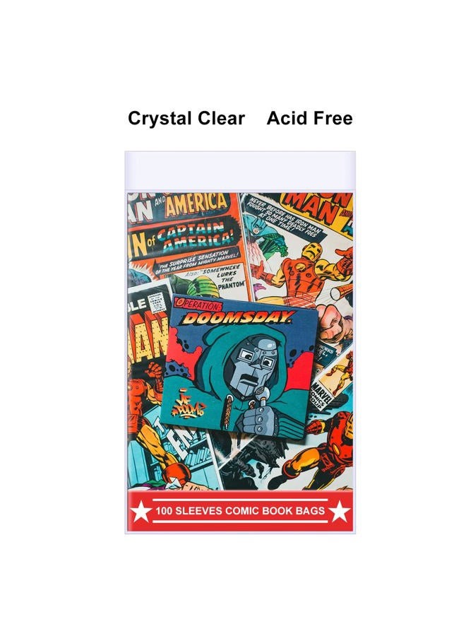 belifun 100ct Silver-Age Comic-Book-Bags and Boards - Reusable Comic Book Boards and Bags for Comic Book Storage, 1 1/2" Flap Comic Bags and Backing Boards, Clear Protector and Protection Board Cardboards - Image 4