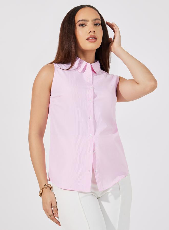 Styli Striped Sleeveless Buttoned Down Shirt - Image 1