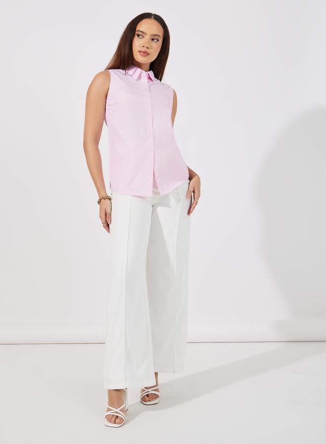 Styli Striped Sleeveless Buttoned Down Shirt - Image 2