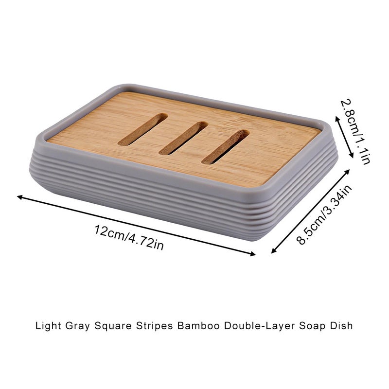 Bathlux Light Gray Square Soap Holder with Horizontal Stripes - Eco-Friendly Biodegradable Bathroom Accessory - Image 1