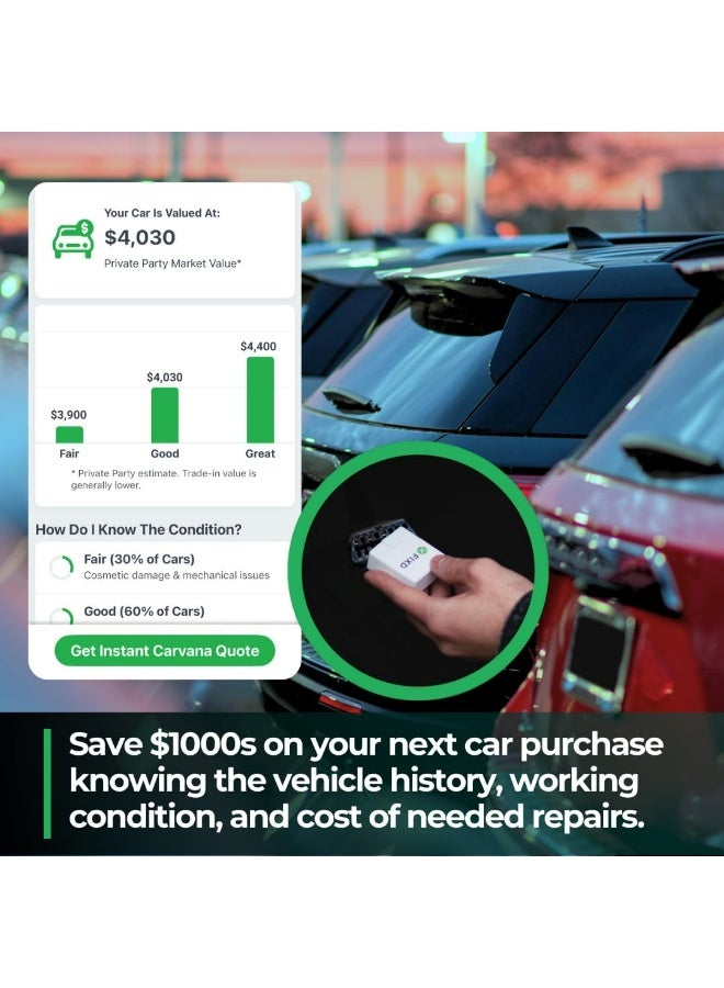 FIXD ماسح ضوئي OBD2 بلوتوث للسيارة - قارئات رموز السيارة وأدوات الفحص لـ iPhone و Android - أداة تشخيص السيارات OBD2 اللاسلكية للتحقق من المحرك وإصلاح جميع السيارات والمركبات من عام 1996 أو أحدث - Image 5