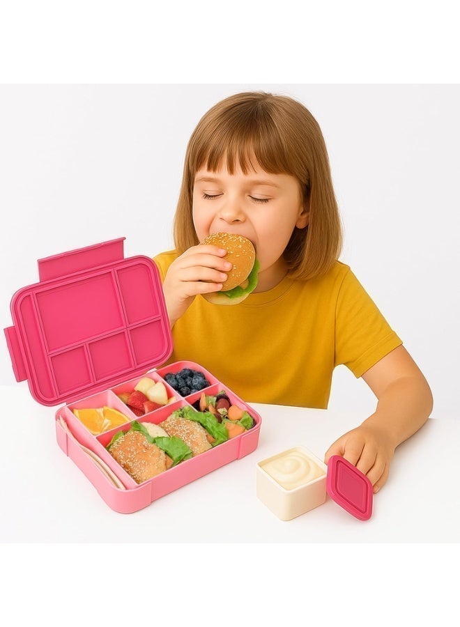 Cravista Bento Lunch Box for Kids - 1330ml Leak Proof BPA Free Lunchbox with 5 Compartments, Cutlery & Sauce Bowl | Microwave Safe Tiffin for School, Office | Bento Box for Boys (Blue) - Image 5