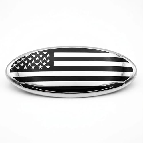 FQMY 7 Inch Front Grille Rear Tailgate American Flag Emblem Compatible with Ford 19992004 F150 F250 F350 Silver - Image 1