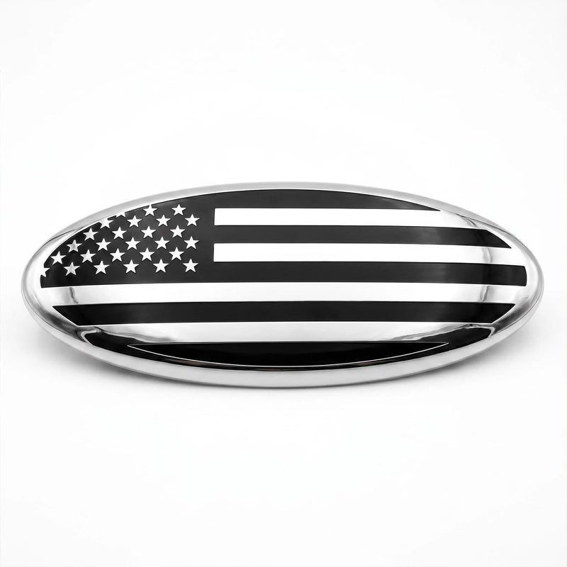 FQMY 7 Inch Front Grille Rear Tailgate American Flag Emblem Compatible with Ford 19992004 F150 F250 F350 Silver - Image 3