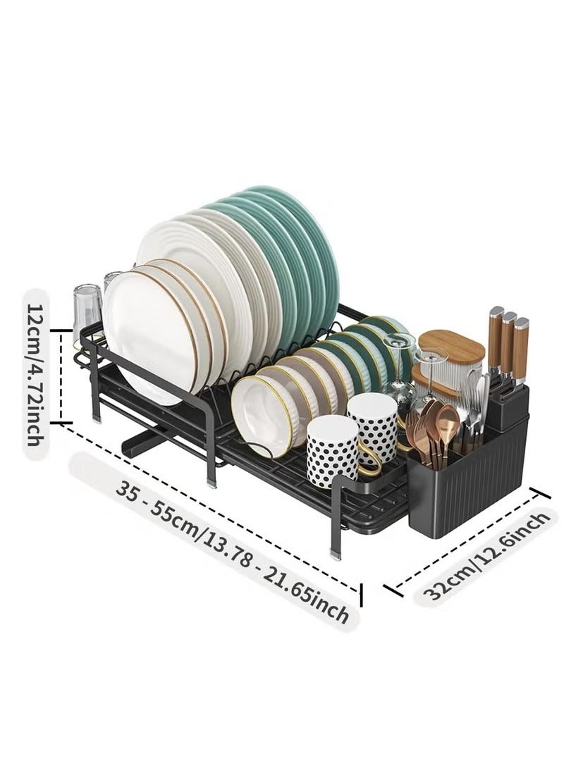 FLYROAD Dish Drying Rack, Dish Racks for Kitchen Counter, Over The Sink Dish Drying Rack, Expandable Dish Drainers with Drain Board and Utensil Holder, Kitchen Organizers and Storage - Image 2