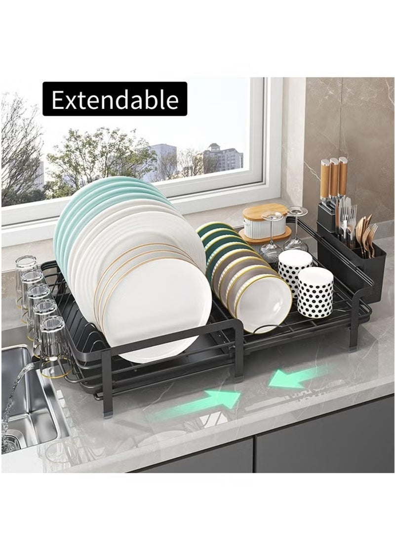FLYROAD Dish Drying Rack, Dish Racks for Kitchen Counter, Over The Sink Dish Drying Rack, Expandable Dish Drainers with Drain Board and Utensil Holder, Kitchen Organizers and Storage - Image 4