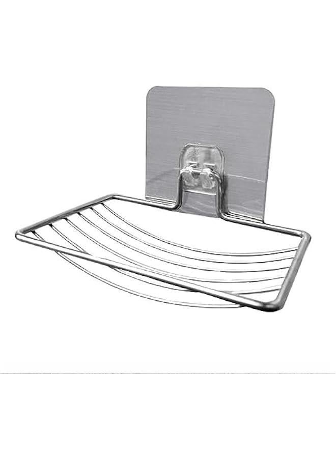 MOXO 2  Sturdy Soap Dish Holder  Self Adhesive Wall Mounted Soap Sponge Holder Stainless Steel Storage Saver Rack for Home Kitchen Bathroom Shower - Image 2
