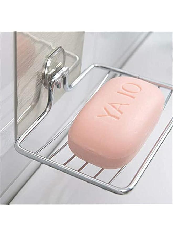 MOXO 2  Sturdy Soap Dish Holder  Self Adhesive Wall Mounted Soap Sponge Holder Stainless Steel Storage Saver Rack for Home Kitchen Bathroom Shower - Image 4